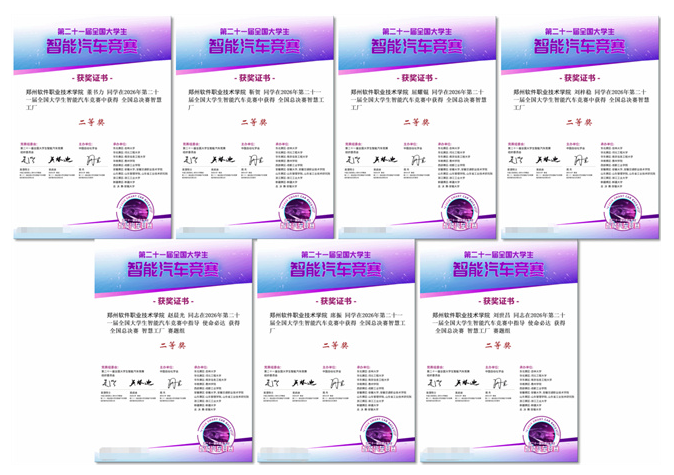 郑州软件职业技术学院“使命必达”队在第二十一届全国大学生智能汽车竞赛中斩获全国二等奖
